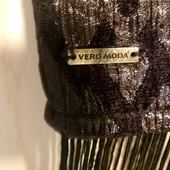 1920s Black Flapper Fringe Vera Moda 3/4 Jacket - Picture 5 of 10